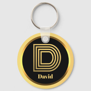 Llavero D Gold Monogrammed Letter Personalised Keychain