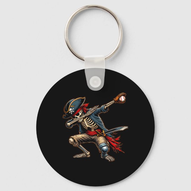 Llavero Dab Skeleton Dabbing Skeleton Pirate Baseball (Anverso)