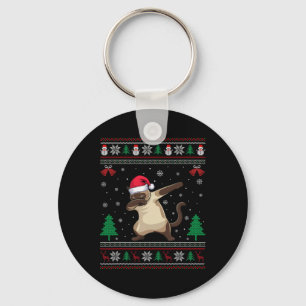Llavero Dabbing El gato siamés Santa Hat Niños Chicas Chri