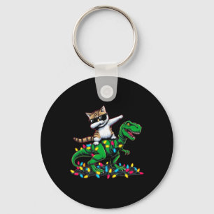 Llavero Dabbing Gato Egeo sobre Navidad enciende dinosauri