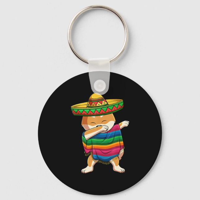 Llavero Dabbing Shiba Inu Poncho Sombrero Cinco De Mayo (Anverso)