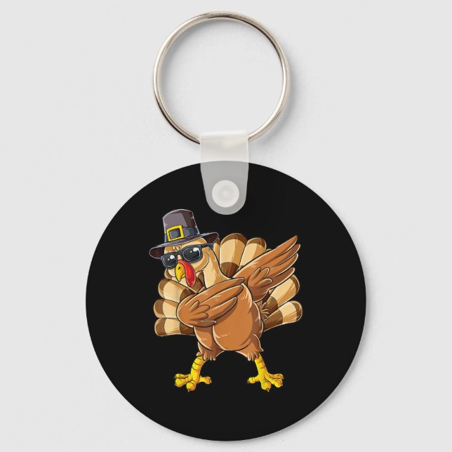Llavero Dabbing Turkey Feliz Día de Acción de Gracias Turq (Anverso)