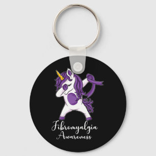 Llavero Dabbing Unicornio Cinta púrpura Fibromialgia Aware