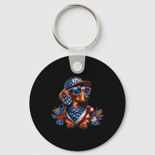 Llavero Dachshund 4 de julio Perro patriótico Dachshund Cu