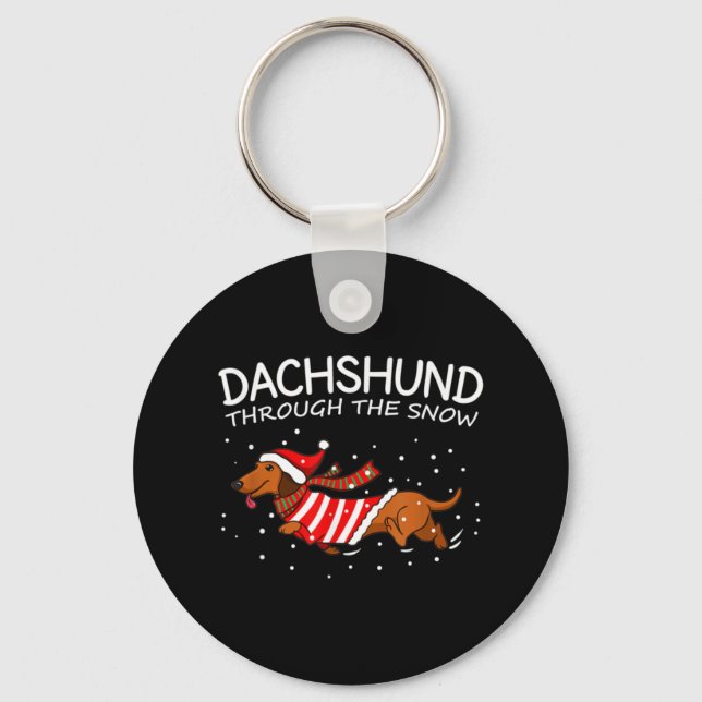 Llavero Dachshund A Través De Los Navidades De Perro Graci (Anverso)