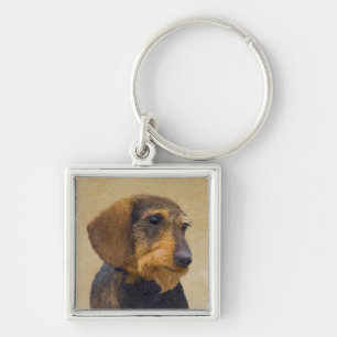 Llavero Dachshund (Caballo alambrado) Pintura original de 