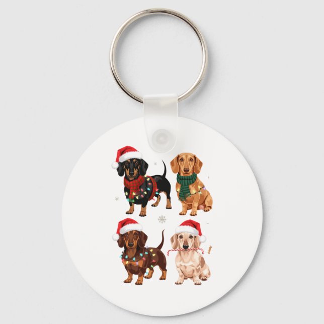 Llavero Dachshund Christmas Dog Mom Lover Xmas Gift  (Anverso)