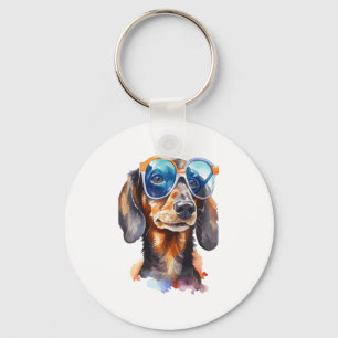 Llavero Dachshund con lentes de sol