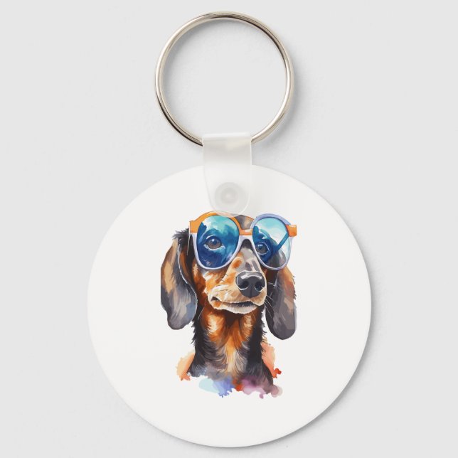 Llavero Dachshund con lentes de sol (Anverso)