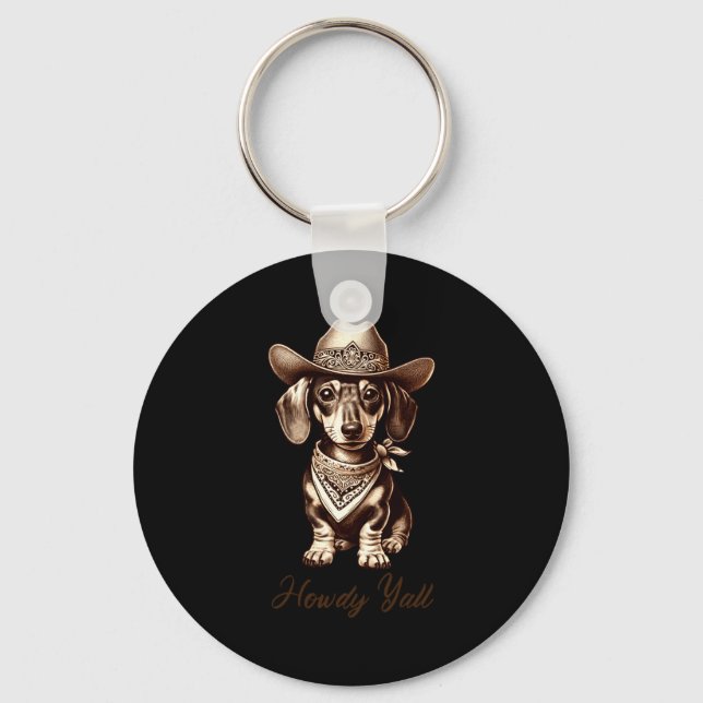 Llavero Dachshund Cowboy Cute Sausage Dog Cowboy Weiner Pu (Anverso)