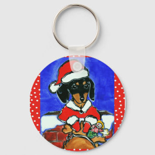 Llavero Dachshund de Navidad