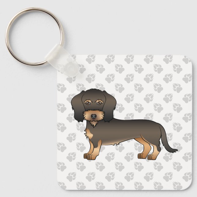 Llavero Dachshund de pelo áspero jabalí Perro de dibujos a (Anverso)