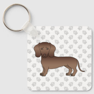 Llavero Dachshund de pelo liso de chocolate Perro de dibuj