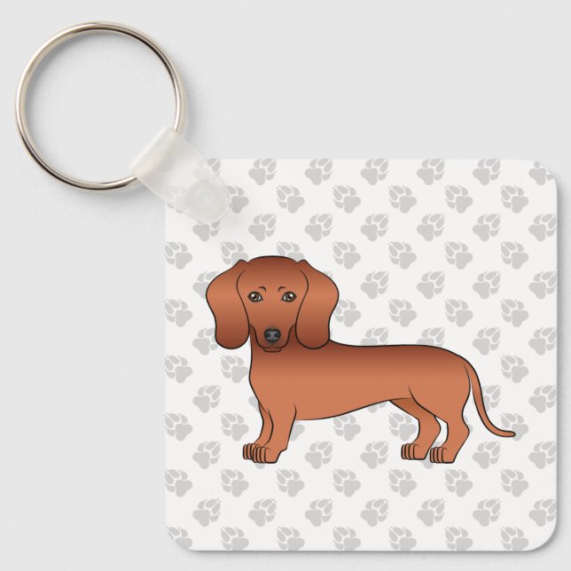 Llavero Dachshund de pelo liso rojo Perro de dibujos anima (Anverso)