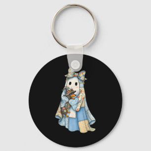 Llavero Dachshund divertido fantasma mezclilla azul Hallow
