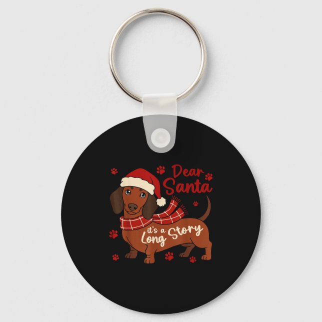 Llavero Dachshund Dog Dear Santa It's A Long Story Funny C (Anverso)