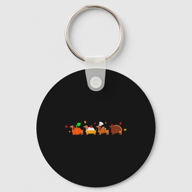 Llavero Dachshund Dog Pumpkin E Turkey Thanksgiving  (Anverso)