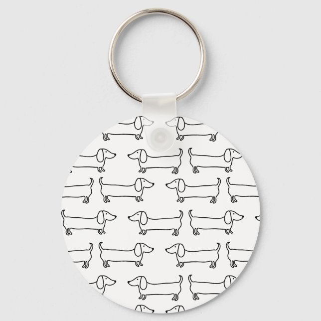 Llavero Dachshund en blanco negro (Anverso)
