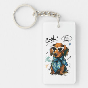 Llavero Dachshund genial con gafas de sol