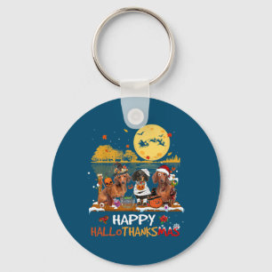 Llavero Dachshund Happy Hallothanksmas Halloween Thanksgiv