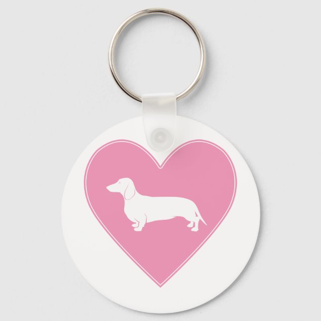 Llavero Dachshund Heart Classic Pink (Anverso)