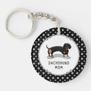 Llavero Dachshund Mom (S black & tan) - Perro lindo