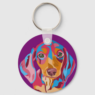 Llavero Dachshund morado