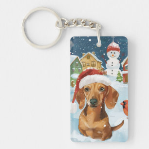 Llavero Dachshund País de las Maravillas de Invierno Alegr