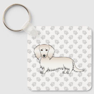 Llavero Dachshund Pelo Largo Crema Perro De Dibujos Animad