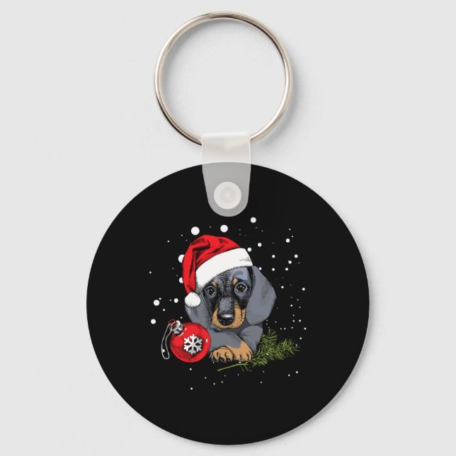 Llavero Dachshund Perro Árbol de Navidad Luz Santa Navidad (Anverso)