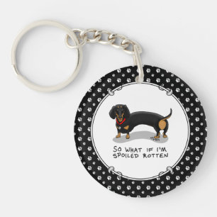 Llavero Dachshund podrido podrido (S negro & tan) Perro cu