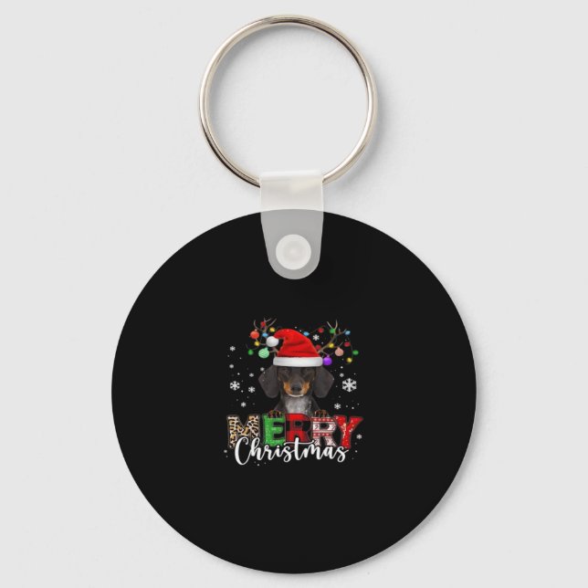 Llavero Dachshund Santa Dog Feliz Navidad sobredimensionad (Anverso)
