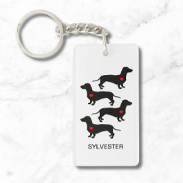 Llavero Dachshund Sausage Dog Nombre Monograma Corazón de 
