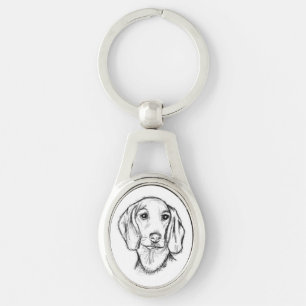 Llavero dachshund sketch a mano perro cachorro blanco negr