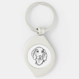 Llavero dachshund sketch a mano perro cachorro blanco negr