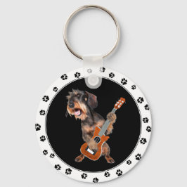 Llavero Dachshund Tocando Tecla De Guitarra