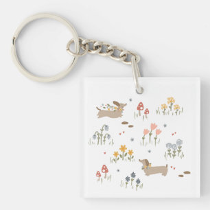 Llavero Dachshund Weiner Dog Amantes de Wildflower Lanyard