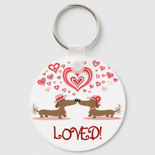 Llavero Dachshunds de la tarjeta del día de San Valentín