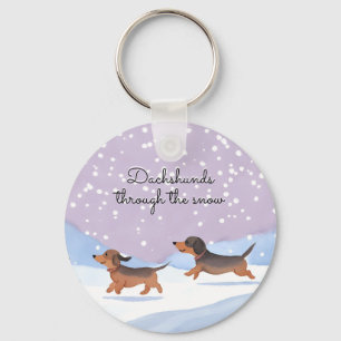 Llavero Dachshunds Navidades de la nieve Doxie Salchicha P