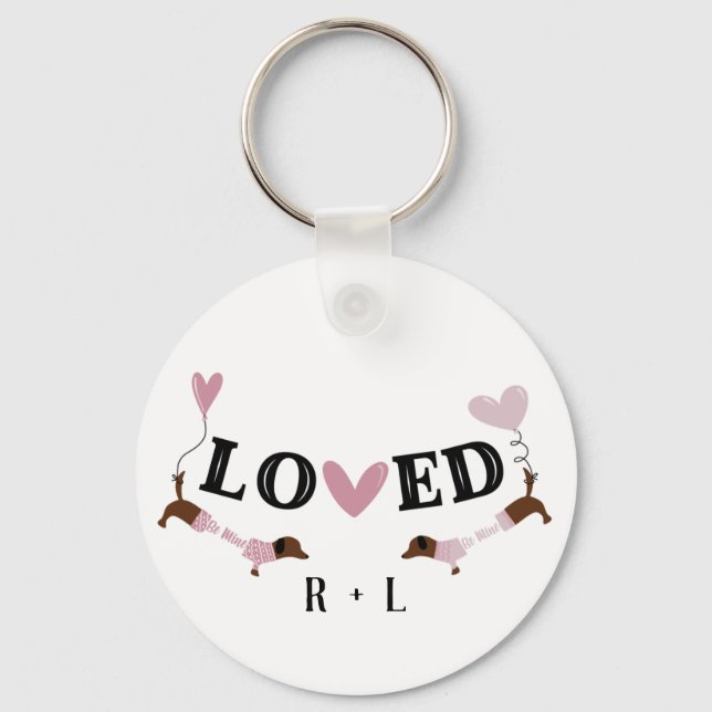 Llavero Dachshunds Personalizado Valentines (Anverso)