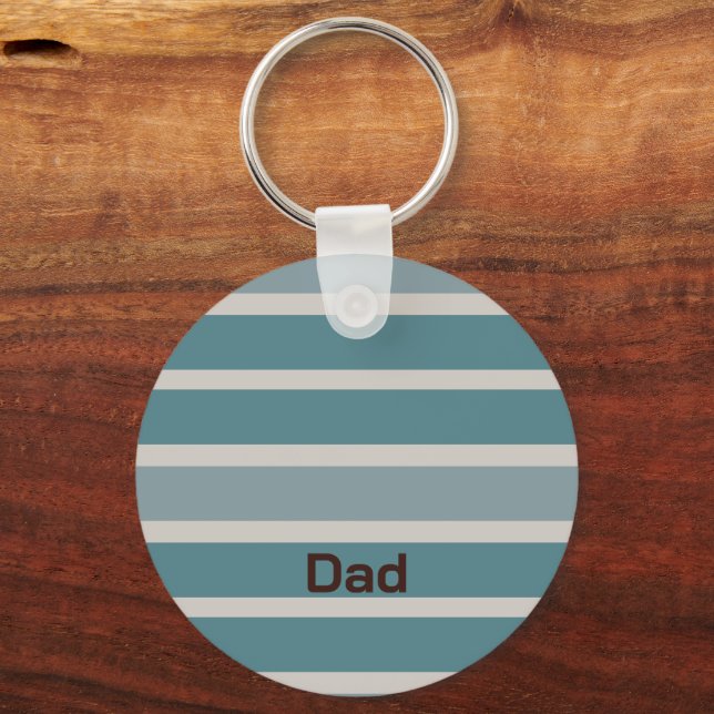 Llavero Dad Brown Text y Blue Stripes (Reverso )