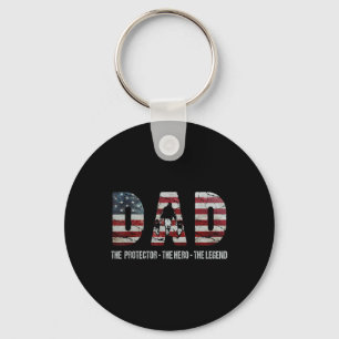 Llavero Dad El Protector Hero Leyenda La Bandera Estadouni