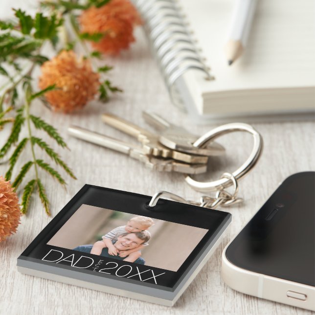 Llavero Dad Established Modern Script Photo  (Frente Derecha)