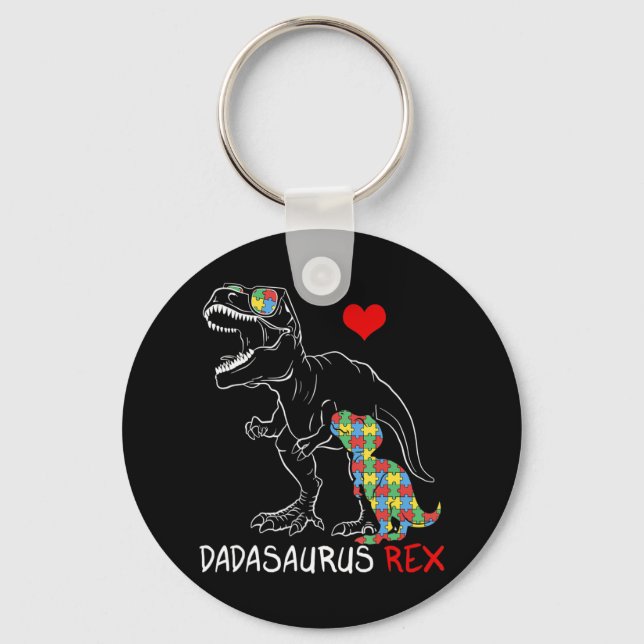 Llavero Dadasaurus Daddy Rex Autism Awareness Proud Dad Fa (Anverso)