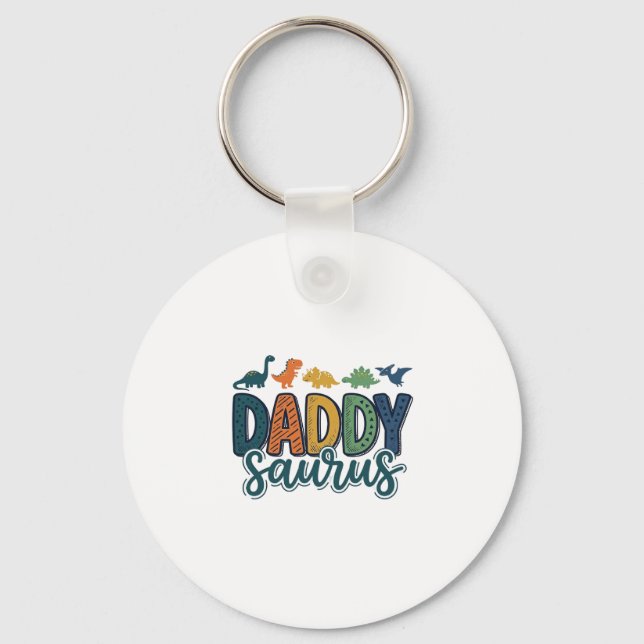 Llavero Daddy Saurus Diseño de vector de papá dinosaurio l (Anverso)
