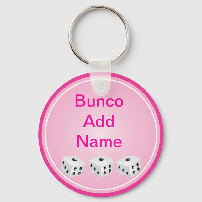 Llavero dados con personalizable de círculo rosa (Anverso)