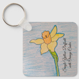 Llavero Daffodil amarillo único con centro Naranja