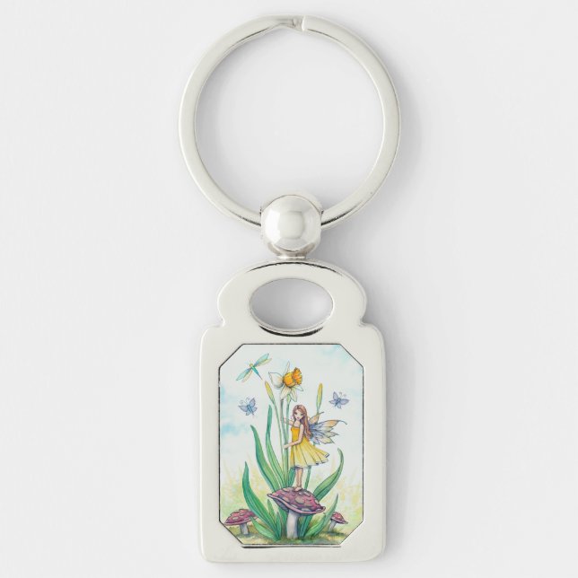 Llavero Daffodil Flor Fairy Fantasy Art (Anverso)