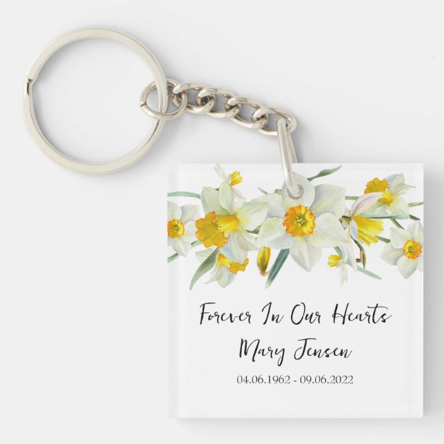 Llavero Daffodil Memorial Funeral Photo Keychain (Frente)