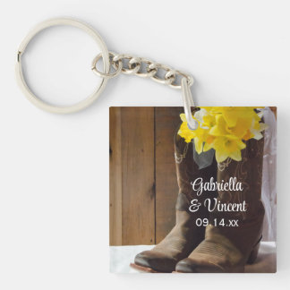 Llavero Daffodis y Cowboy Boots País Boda occidental